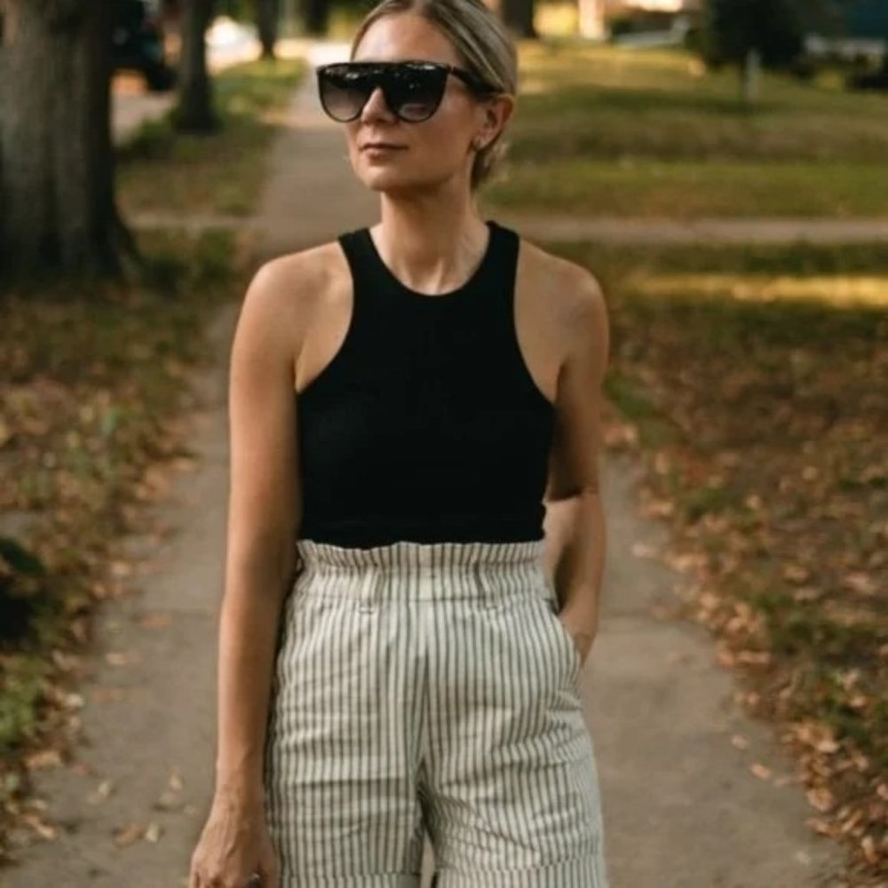 NWT EVERLANE | Black Ribbed Organic Cotton Cutaway Tank Top - Small